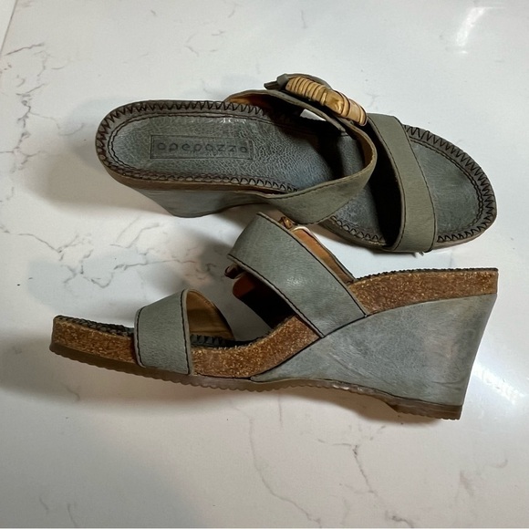 BOGO Apepazza Tecante Buckle Green Cork Wedge Sandals 38 - Picture 4 of 12